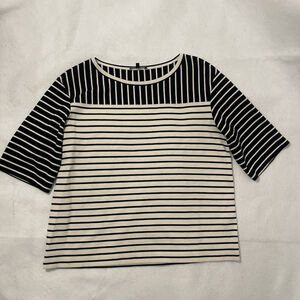 LAFAYETTE 148 Stretchy Pullover Striped Top Black/Ivory size S Orig $298
